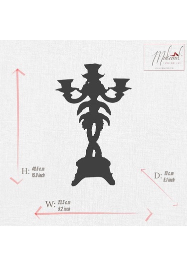 Vintage Yeşil Ve Sarı Palmiye Ağaç Tasarımı 5 Kollu Mumluk El