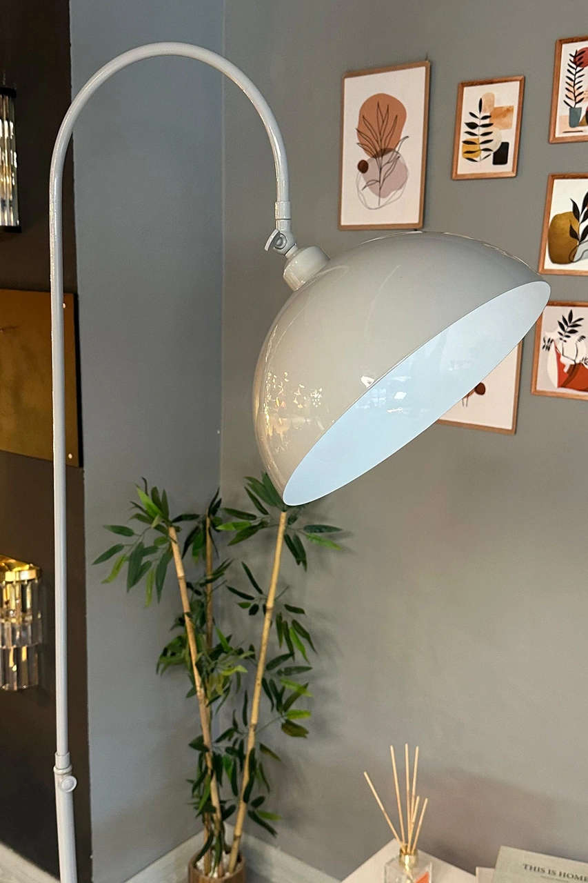 Gri Lambader Hareketli Başlık Modern Dekoratif Metal Oturma Odası Çalışma Odası Zemin Lambası Gri