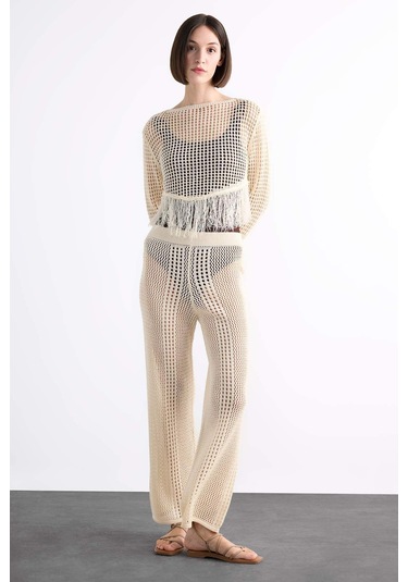 DeFacto Straight Fit Esnek Belli Kroşe Plaj Pantolonu F7461AX25HSER105