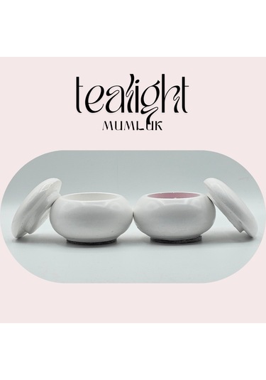 Aurora Tealight 2'li Mumluk Seti Dekoratif Çekim Obje El Yapımı Beyaz