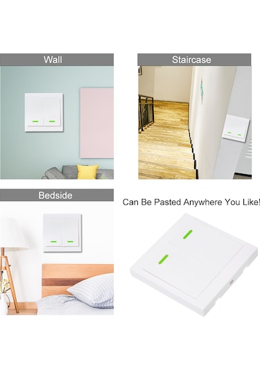 Padalink 3'lü Akıllı Ev Anahtarı - 433mhz Kablosuz Rf Kumanda İle Uzaktan Açma/kapama, 2 Kanallı Duvar Paneli