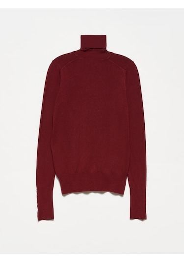 Dilvin Balıkçı Yaka Kolu Droplu Kazak-Bordo - 555888984 Bordo