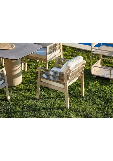 Toscana Seramik Tablalı Masa Takımı - Kum Rengi Kum Rengi