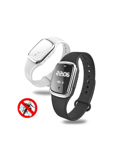 Skycity Siyah Fiziksel Uyku Koruyucu Akıllı Bileklik - Sıcaklık Ölçer, Saat Ve 3 Seviye Uçucu İlaçsız Kovucu
