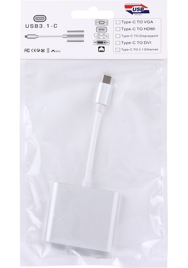 Usb-c / Type-c 3.1 Erkek - Usb-c / Type-c 3.1 Dişi & Hdmı Dişi & Usb 3.0 Dişi Adaptör Gümüş