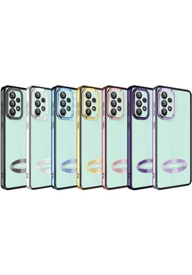 Khayra Galaxy Uyumlu A32 4g Kılıf Kamera Korumalı Logo Gösteren Omega Kapak - Sierra Mavi Sierra Mavi