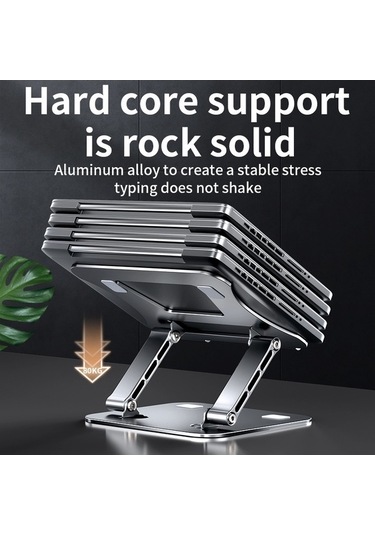 Ebitda Ayarlanabilir Alüminyum Dizüstü Bilgisayar Standı, 11-17,3 İnç, Katlanabilir, Hafif, 88 Lbs Dayanıklı, Soğutucu