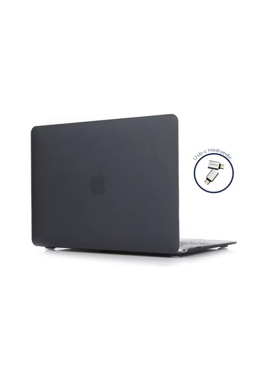 Macbook Uyumlu Air M1 Kılıf 13 İnç Mat Buzlu Flu Touchıd'li M1 Air A2337 A2179 A1932 İle Uyumlu Siyah