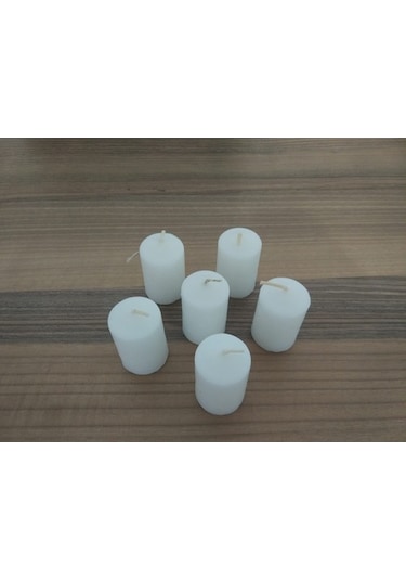6'Lı Kokusuz Bozkurt Silindir Mum 3*6Cm Beyaz (352330318)