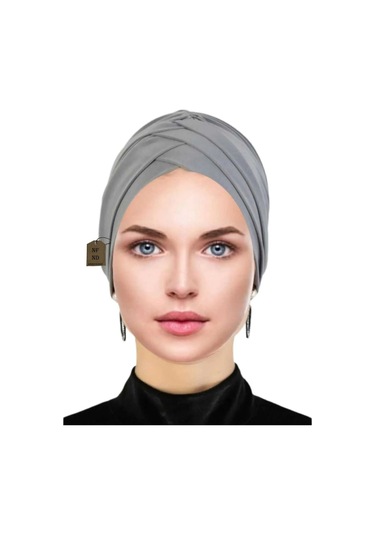 Üç Bantlı Hazır Tesettür Dış Bone Hijap Gri Rahat Şık Bone Çok Renkli