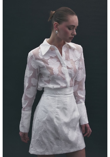 Sateen Belica Gömlek - Ekru-137148 ekru