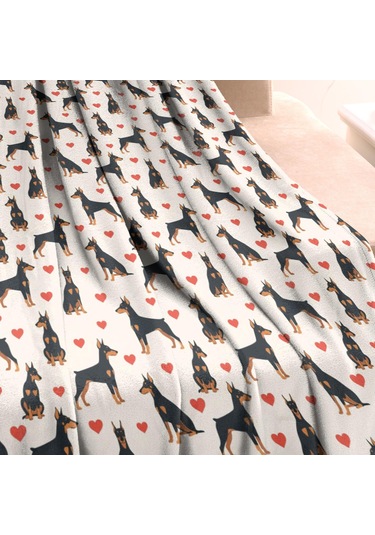 Doberman Desenli 40x50inch Polar Battaniye, Yumuşak Ve Kalın-a2 Doberman Heart Full