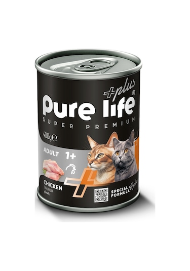 Purelife Plus Tavuk Etli Yetişkin Kedi Konserve Mama 400gr