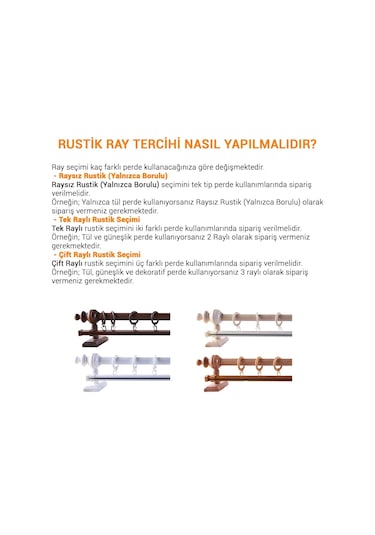 Perdejim Ahşap Rustik Perde Askısı - Rustik Borusu - Raylı Ve Raysız