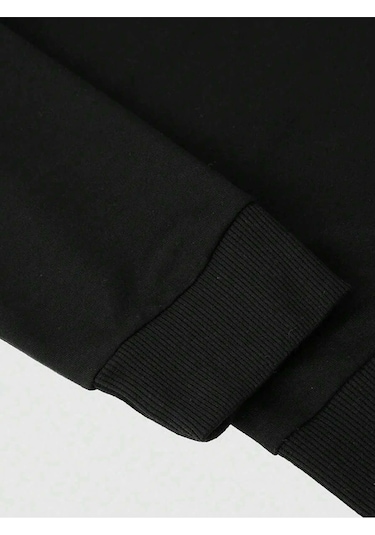 Adrift Slogan Graphic Drop Shoulder Sweatshirt Siyah Siyah