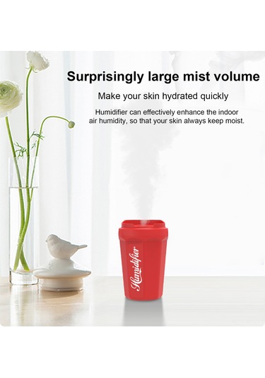 Ruicoo Ev Ve Araç Kullanıma Uygun 260ml Hacimli 80-100ml/saat Buhar Sağlayan Pembe Usb Nemlendirici