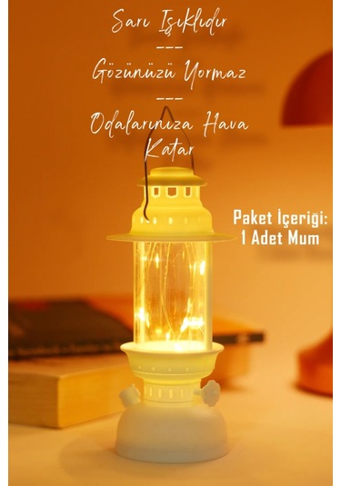 Led Mum Kamp Lambası 1 Adet - Tipi Pil Dahil Dumansız Alev Ledli Dekoratif Mum Dekor Işığı Beyaz Pt437 Beyaz
