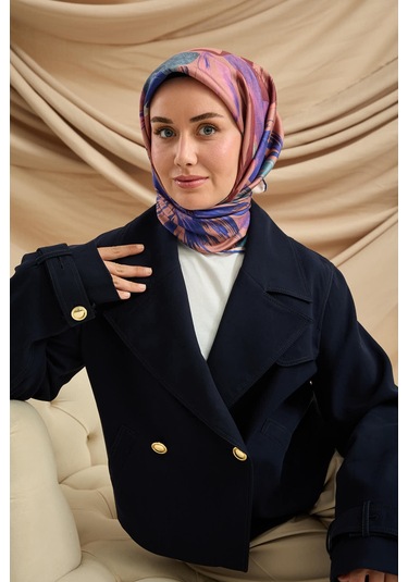 Silk Home Twill İpek Eşarp 11480-75 Saks, Pudra Vizon, Tozpembe, Gül Kurusu, Somon