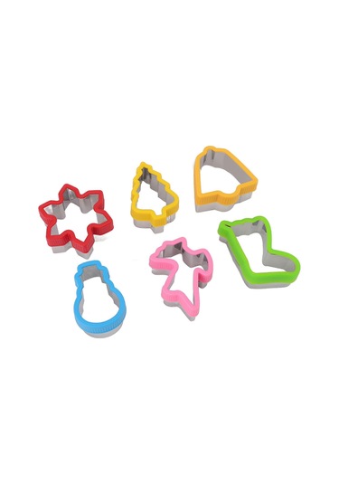 Noel Pişirme Kesici Kolay Çıkarma Paslanmaz Çelik Çok İşlevli Kendin Yap Pişirme Kalıbı Kurabiye Fondantlar İçin 6 Adet Yemaa Çok Renkli