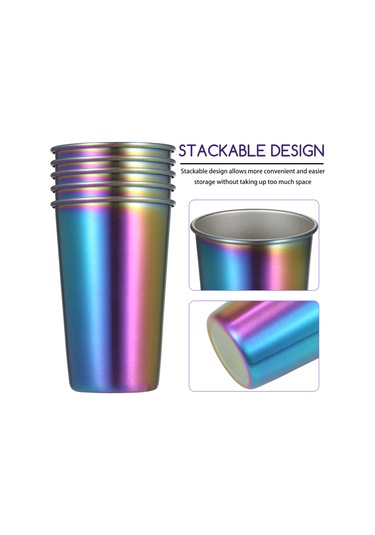 Jeemson 304 Paslanmaz Çelik 500ml İçecek Bardağı - Kırılmaya Dayanıklı Tek Katmanlı Kahve Bardak, Renkli Seçenekler Diğer