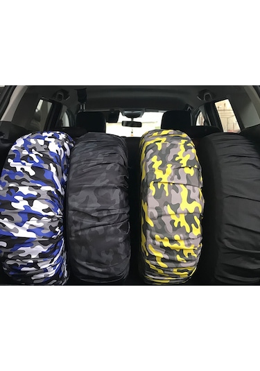 Cute Cover Kamuflaj Stepne Kılıfı Lastik Koruyucu Siyah Kamuflaj N11.31