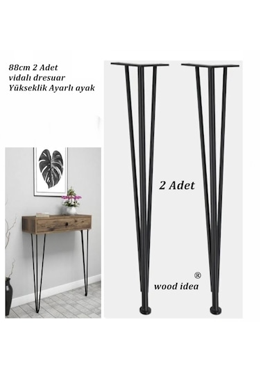 Wood İdea 88cm 2 Adet Yükseklik Ayarlı Metal Dresuar Ayağı