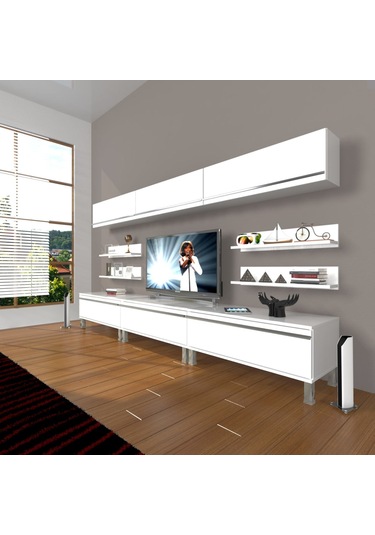 Decoraktiv Eko 8y Mdf Krom Ayaklı Tv Ünitesi Tv Sehpası Beyaz