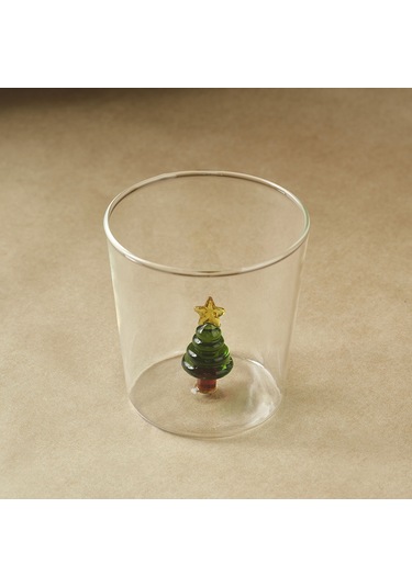 Karaca New Year Yılbaşı Boise Çam Ağacı Detaylı Su Bardağı Şeffaf