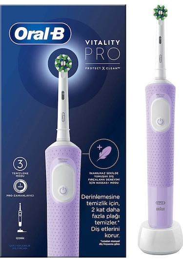 Oral-B Şarjlı Vitality Pro Koruma ve Temizlik Elektrikli Diş Fırçası Lila