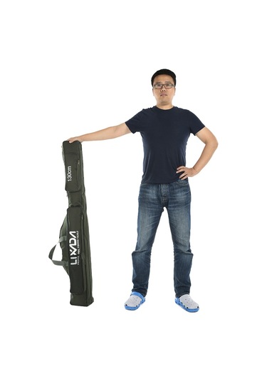 Lixada-130cm Balıkçılık Çantası Taşınabilir Katlanır,siyah