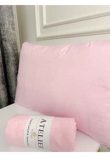 Pembe Ranforce Lastikli Fitted Çarşaf Takımı Çift Kişilik 160x200