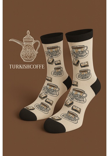Carnaval Socks Türk Kahve Ve Lokum Desenli Unisex Soket Çorap 2000386