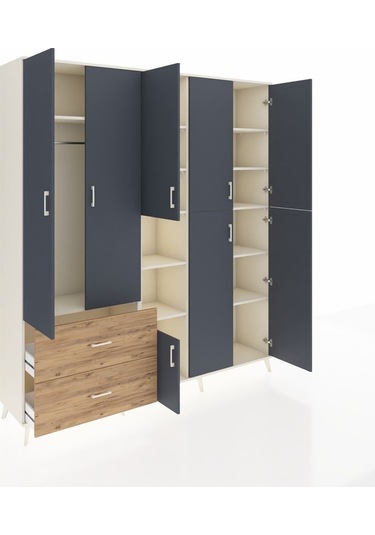 Hyperion Dolap 12 Raflı 2 Çekmeceli Tek Askılı 220x44x243 Aytaşı-antrasit/çam Antrasıt/atlas Çam Hyperion Dolap 12 Raflı 2 Çekmeceli Tek Askılı 220x44x243 Aytaşı-antrasit/çam Antrasıt/atlas Çam