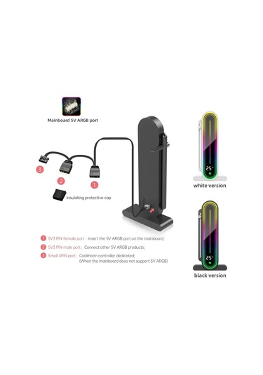 Grafik Kartı Gpu Tutucu Dikey 5 V 3pin Argb Sıcaklık Göstergesi Diğer