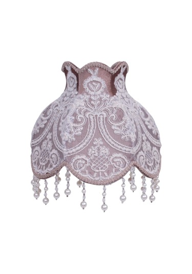 Fransız Dantel Abajur Vizon Koyu Renk Klasik Model Kahverengi