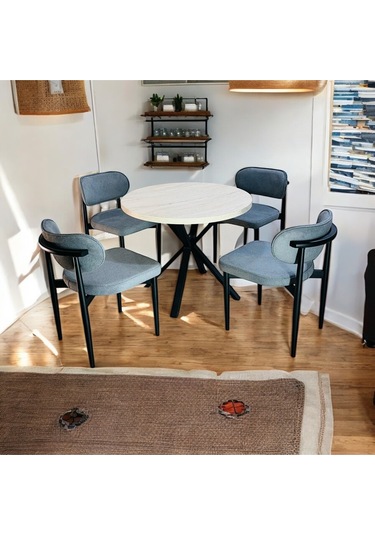 Yeliz Mutfak Masa Takımı 4 Kişilik Sarı Mermer Desenli Yeliz009 Açık Gri