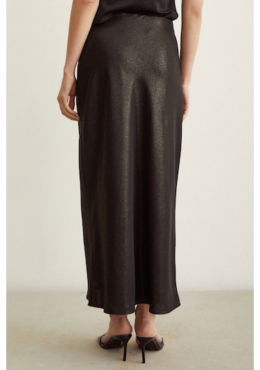 Never More Varaklı Verev Kadın Etek Çok Renkli Siyah