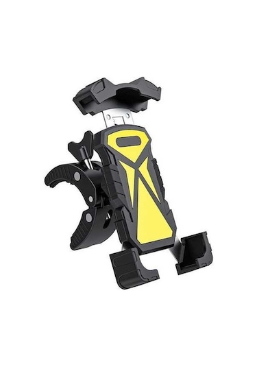 Pazly L101+m011 Sarı Beyaz Bisiklet Telefon Tutucu, Mekanik Kilit, 4.92-7.09 İnç Uygun, Korumalı, 360 Dönüşüm Beyaz - Sarı