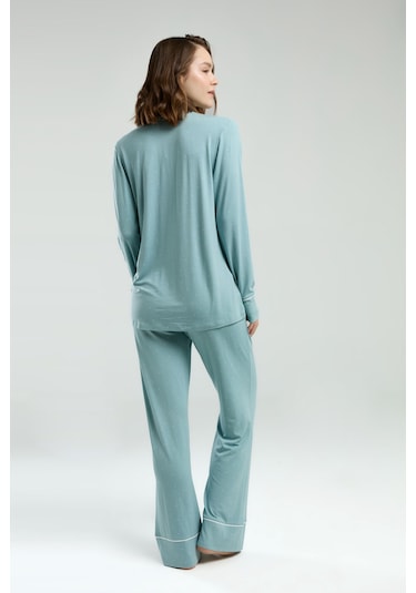Pierre Cardin Kadın Yeşil Gömlek Pijama Pc8986-s-v1 Yeşil