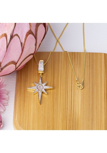 Kuzey Kutup Yıldızı Model-1 Gold Rengi 925 Ayar Gümüş Kadın Kolye Gold Kuzey Kutup Yıldızı Model-1 Gold Rengi 925 Ayar Gümüş Kadın Kolye Gold