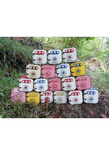 Ahşap Kumbara Şifreli Kasa Kırmızı-Beyaz 12*12,5*13Cm
