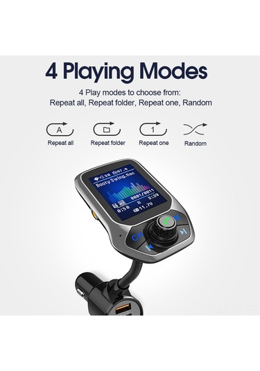 Shineyee Araç İçin Akıllı Bluetooth Fm Vericili Mp3 Çalar - Çift Usb Şarj, Renkli Ekran, U-disk/tf Kart Desteği