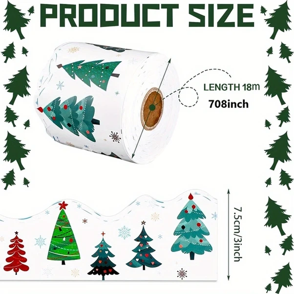 Gateesat Noel Sınır Çıkartmaları 708.66 İnç Dekoratif Yazı Tahtası Pano Bordür Yapışkanı