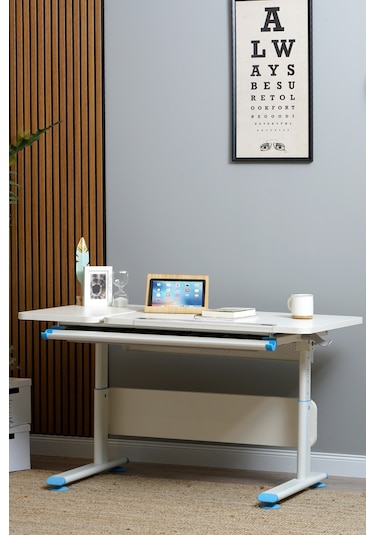 Vega Simple Ayarlanabilir Ekru Ahşap Masa, Oyuncu, Çalışma Ve Bilgisayar Masası, Modern Ofis Masası Mavi Vega Simple Ayarlanabilir Ekru Ahşap Masa, Oyuncu, Çalışma Ve Bilgisayar Masası, Modern Ofis Masası Mavi