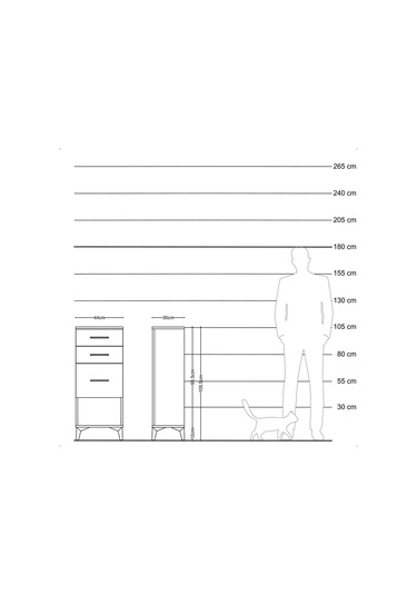Arges Komodin 3 Çekmeceli 44x30x106 Çam-aytaşı Çam