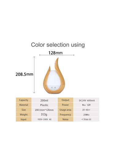 200ml Ultrason Hava Nemlendirici Aroma Esansiyel Yağ Difüzörü 7 Renk Led Gece Lambası Serin Mist Maker, Fiş Tipi: İngiltere Fişi Mermer Taban