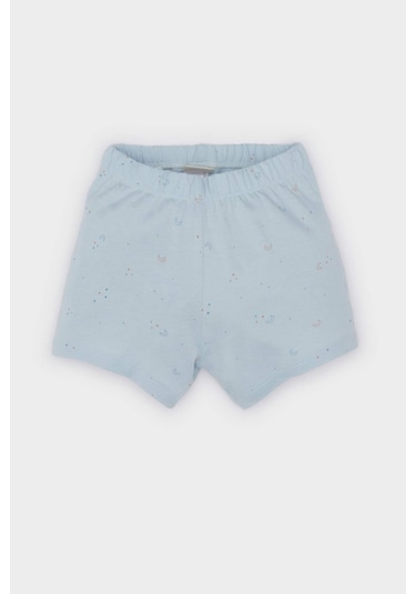 DeFacto Erkek Bebek Pijama Takımı Baskılı Kısa Kollu Penye Üst Beli Lastikli Şort E1184A525HSBE343 Mavi