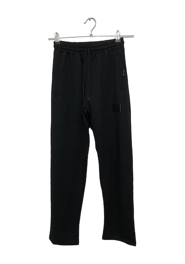 Erkek Siyah Büyük Beden Battal Boy Eşofman Altı Düz Paça Siyah