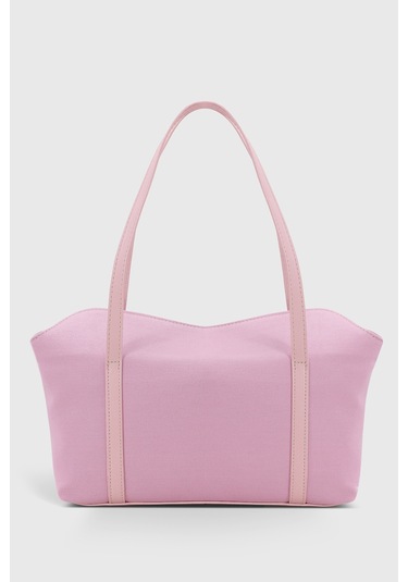 Kanvas Pembe Kapaklı Bowling Tote Omuz Çantası 270 Kanvas Pembe