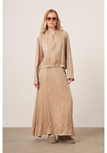 Ftz Women Kadın Kraş Etekli Takım Vizon 31171 Vizon